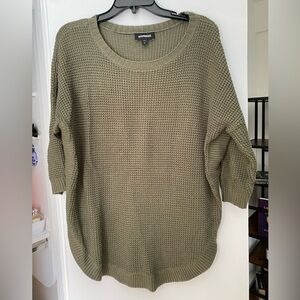 Express Olive Green Scoop Hem Sweater